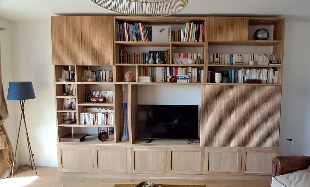 Bibliothèque cache-télévision