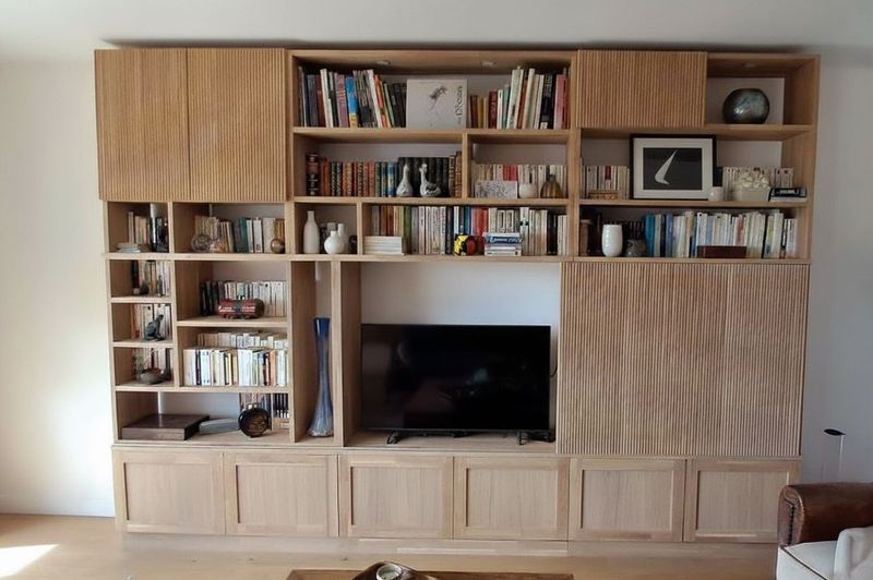 Bibliothèque cache-télévision